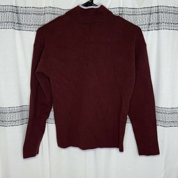 Anthropologie Lizzie Mock Neck Sweater XS | Burgundy Knit Pullover Cozy Fall - Picture 12 of 14